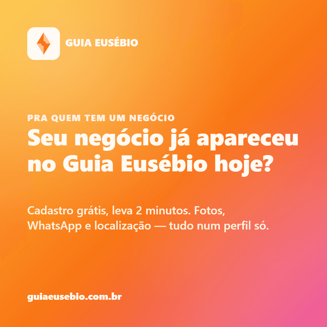 Se você tem um comércio em Eusébio, isso é pra você 👇

O Guia Eusébio é o novo espaço pra restaurante, salão, oficina, pet shop — qualquer negócio local — aparecer pra quem já busca por aqui.

✅ Cadastro grátis
✅ Leva 2 minutos
✅ Perfil com fotos, WhatsApp e localização